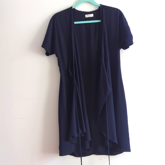 Babaton Wrap Dress Crepe Navy - Picture 1 of 2